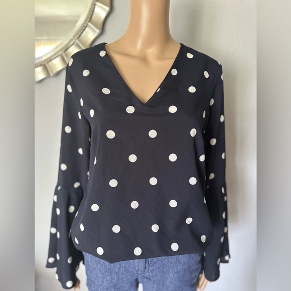 Banana Republic Polka Dot Long Sleeve Stylish Tops Size Medium - Picture 6 of 12